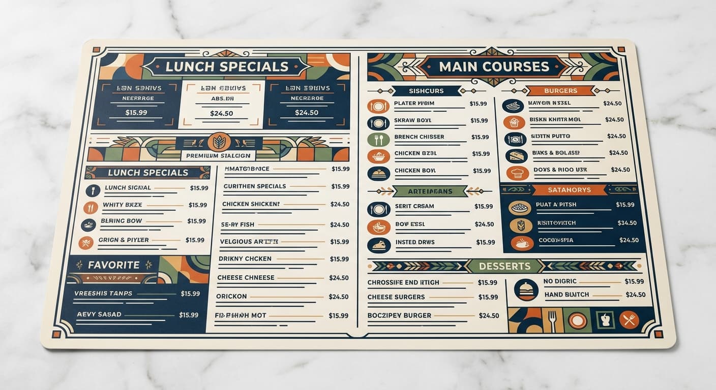Menus - 11 x 17"